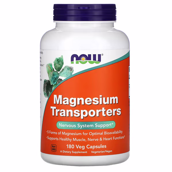 NOW Foods, Magnesium Transporters, 180 Veg Capsules