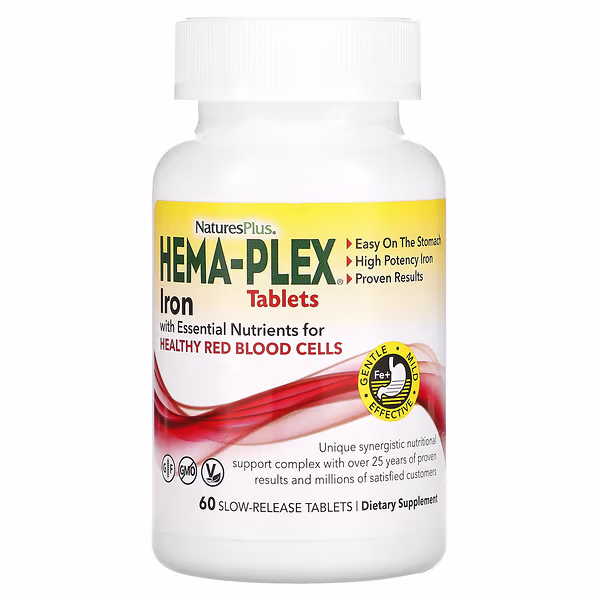 NaturesPlus, Hema-Plex, Iron with Essential Nutrients , 60 Slow-Release Tablets