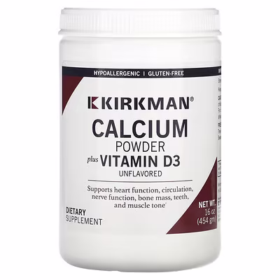 Kirkman Labs, Calcium Powder Plus Vitamin D-3, Unflavored, 454 g