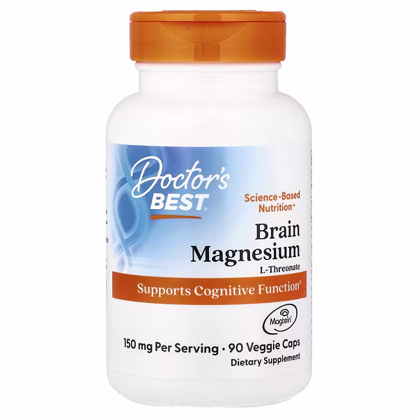 Doctor's Best, Brain Magnesium with Magtein®, 90 Veggie Caps (50 mg Per capsule)