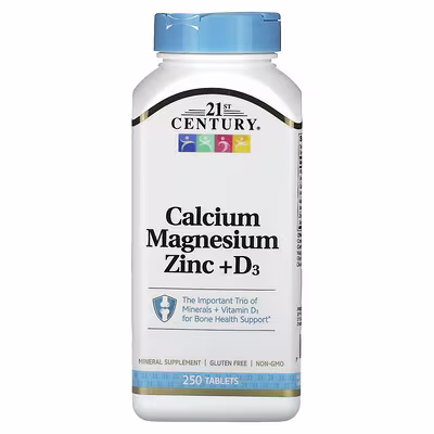 21st Century, Calcium Magnesium Zinc + D3, 250 Tablets