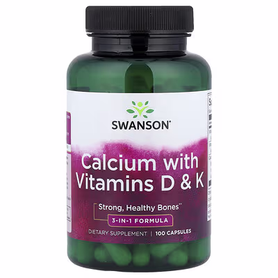 Swanson, Calcium with Vitamins D & K, 100 Capsules