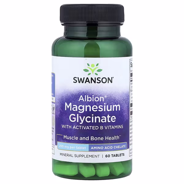 Swanson, Albion® Magnesium Glycinate with Activated B Vitamins, 60 Tablets
