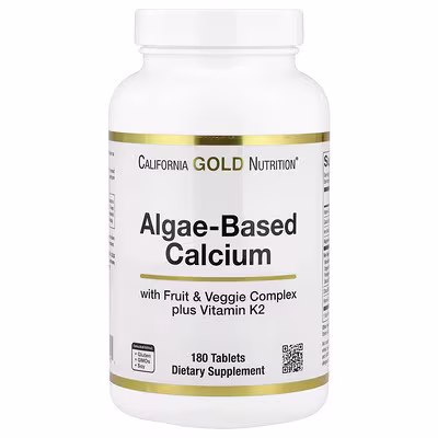 California Gold Nutrition, Algae-Based Calcium with Calcium, Vitamin D3, and Magnesium, Organic Strawberry, Raspberry, and Blueberry, 180 Tablets