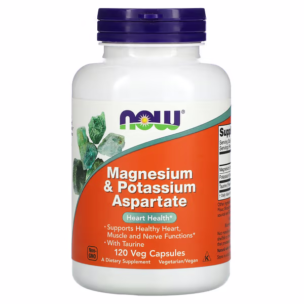 NOW Foods, Magnesium & Potassium Aspartate, 120 Veg Capsules