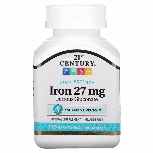 21st Century, High-Potency Iron, 27 mg, 110 Easy to Swallow Tablets
