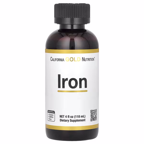 California Gold Nutrition, Iron, as Ferrous Bisglycinate Chelate and Yellow Dock Root, 4 fl oz (118 ml)