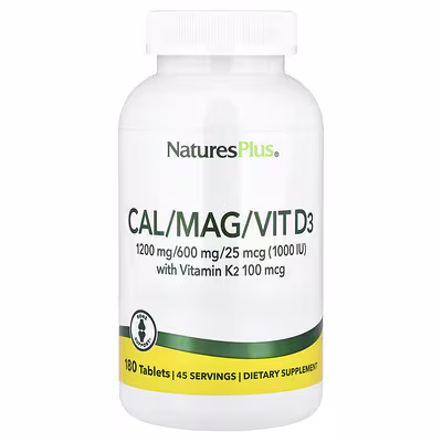 NaturesPlus, Cal/Mag/Vit D3 with Vitamin K2, 180 Tablets