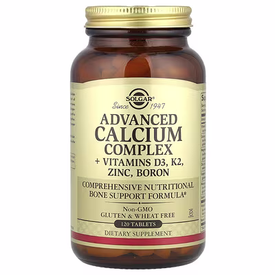 Solgar, Advanced Calcium Complex + Vitamins D3, K2, Zinc, Boron, 120 Tablets
