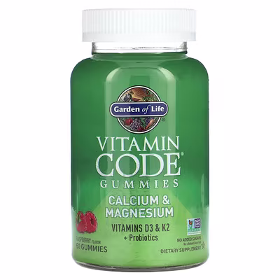 Garden of Life, Vitamin Code Gummies, Calcium & Magnesium, Raspberry, 60 Gummies
