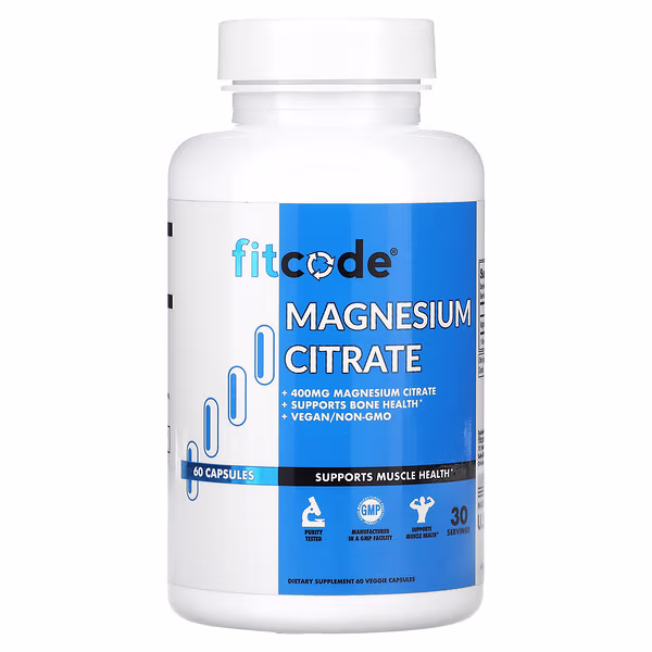 fitcode, Magnesium Citrate, 60 Veggie Capsules 200 mg per Capsule