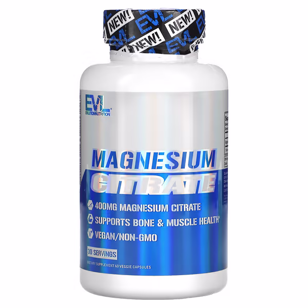 EVLution Nutrition, Magnesium Citrate, 60 Veggie Capsules (200 mg per Capsule)