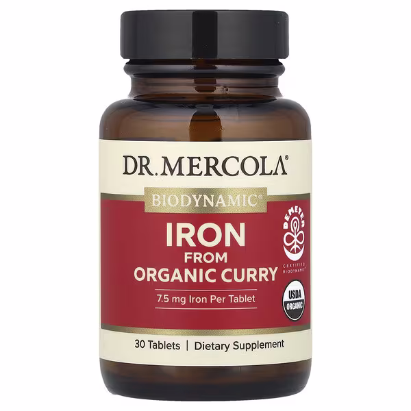Dr. Mercola, Biodynamic®, Iron From Organic Curry, 30 Tablets
