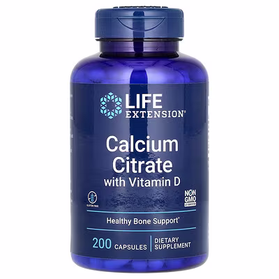 Life Extension, Calcium Citrate with Vitamin D, 200 Capsules