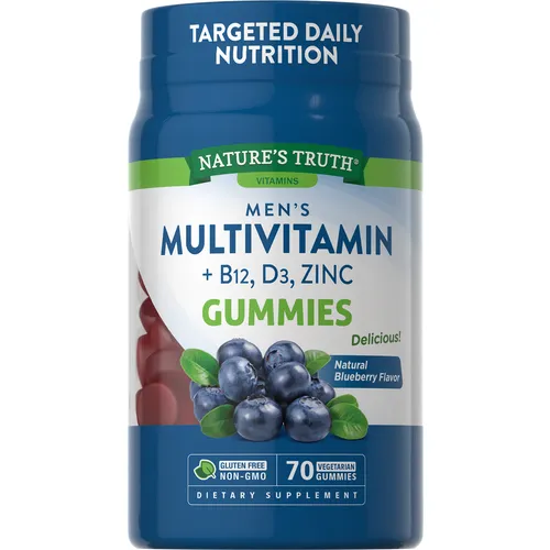 Nature's Truth Men's Multivitamin, Vitamin B12, Vitamin D & Zinc 70 Blueberry Gummies