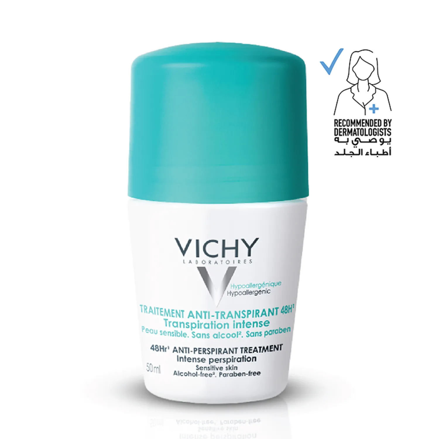 Vichy Intensive 48HR Antiperspirant Deodorant , 50 ML, Soothes Sensitive Skin