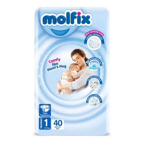 Molfix Diapers Size 1, Jumbo Pack 40 Diapers