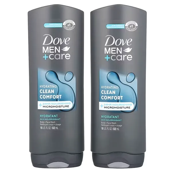 Dove Men +Care Clean Comfort Body & Face Wash ,2 Pack, Hydrating Micromoisture Formula 2 x 532 ml