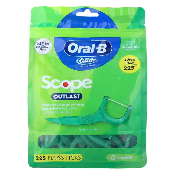 Oral-B, Glide, Scope Outlast Floss Picks, Mint, 225 Floss Picks