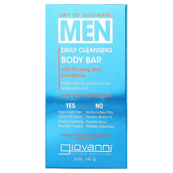 Giovanni Art of Giovanni Men’s Daily Cleansing Body Bar , Ginseng & Eucalyptus 141 g