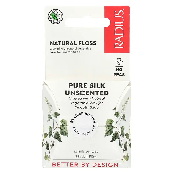 RADIUS, Natural Floss, Pure Silk, Unscented, 33 yds (30 m)