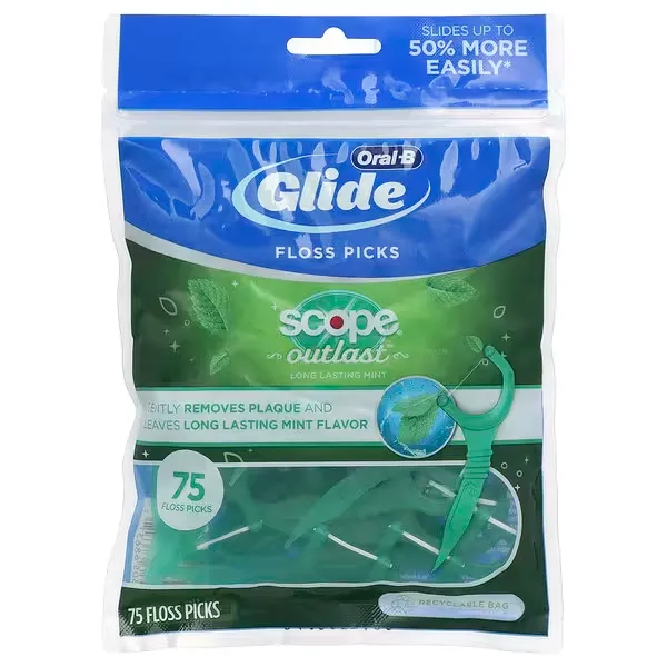 Oral-B, Glide, Scope® Outlast™ Floss Picks, Mint, 75 Floss Picks