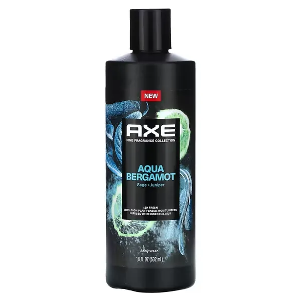 AXE Aqua Bergamot Premium Body Wash, Essential Oil–Infused 12H Freshness, 532 ml