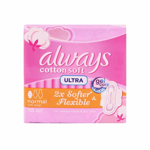 Always Cotton Softness Feminine Pads, Ultra Normal,10 pcs