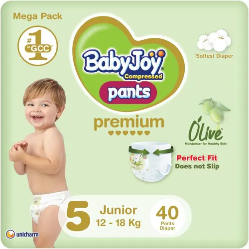 BabyJoy Olive Diapers Size 5- XL, Mega Pack 40 Pcs Up To 18kg
