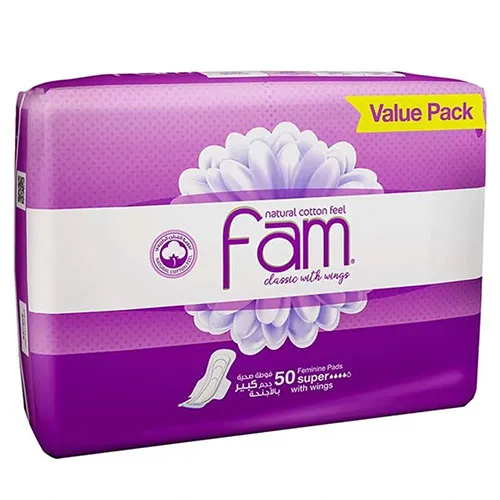 Fam Natural Cotton Feel Feminine Pads,Super,40 pcs (10+30 Offer)