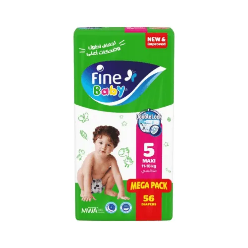 Fine Baby Double Lock Diapers, Size 5, 56 pcs
