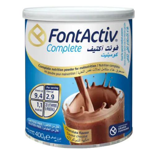 Font Active Complete Milk, Gluten and Lactose Free, Chocolate Flavor, 400g