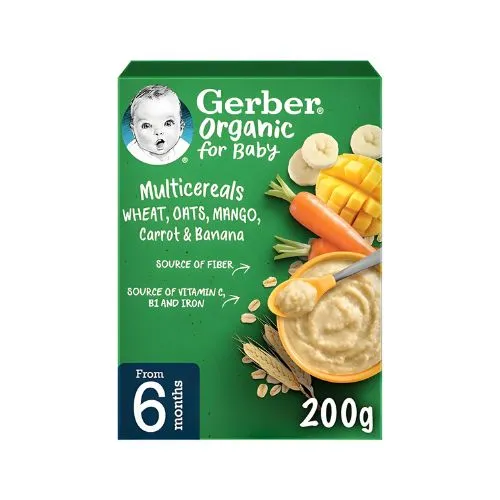 Gerber Cereal Wheat Flour, Oats, Mango, Carrot & Banana, 200g