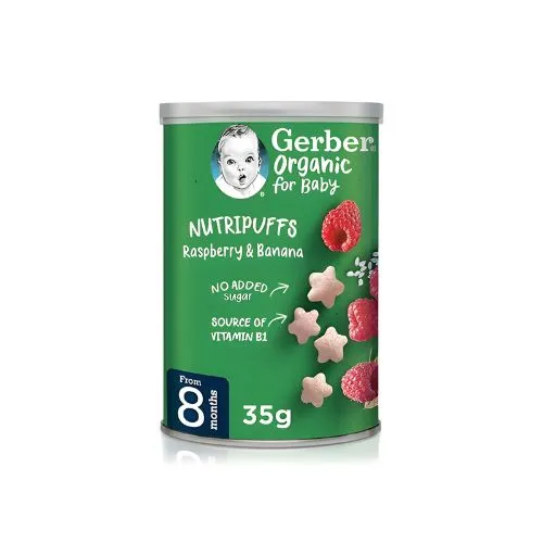 Gerber Organic Baby Cereal with Raspberry and Banana, 35g