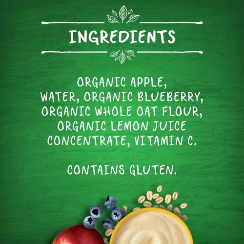 Gerber Organic Nutritious Puree Apple, Berry & Oats, 110g - Image 3