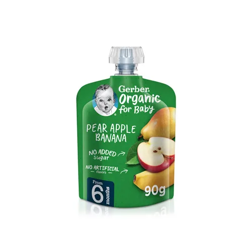Gerber Organic Nutritious Puree Pears, apples, bananas , 90g