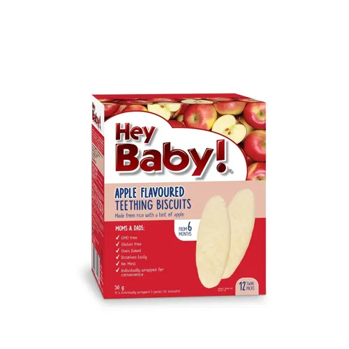 Hi Baby Teething Biscuits Apple Flavour , 50g, 12 pieces