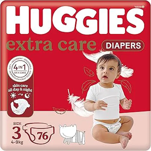 Huggies Extra Care Diapers, Size 3, 76 pcs
