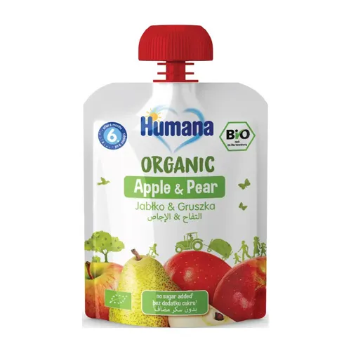 Humana Organic Fruit Puree Apple & pear , 90g