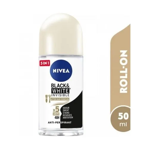 Nivea Antiperspirant Roll-On Black and White Silky Smooth, 50 ml