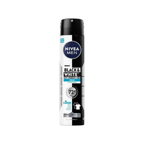 Nivea Antiperspirant Spray Invisible Black and White for Men, 200 ml