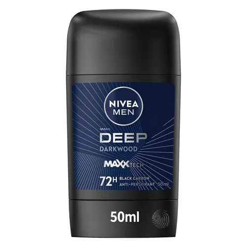 Nivea Antiperspirant Stick Deep Black Carbon for Men, 50 ml