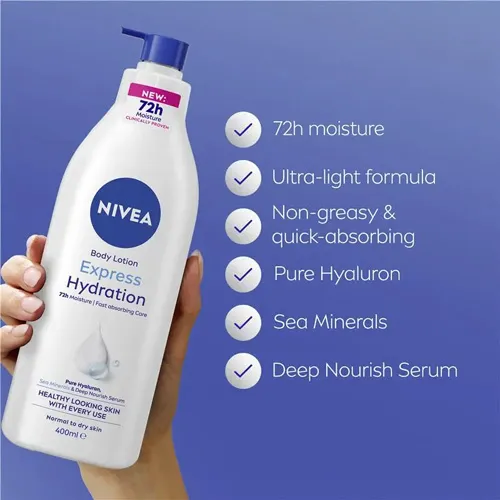 Nivea Body Lotion Express Moisture Normal to Dry Skin, 400 ml - Image 3