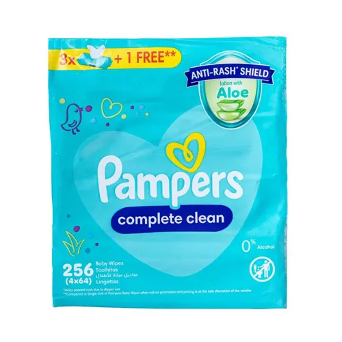 Pampers Complete Clean Baby Wipes with Aloe Vera, 64 Wipes (3+1 Offer)