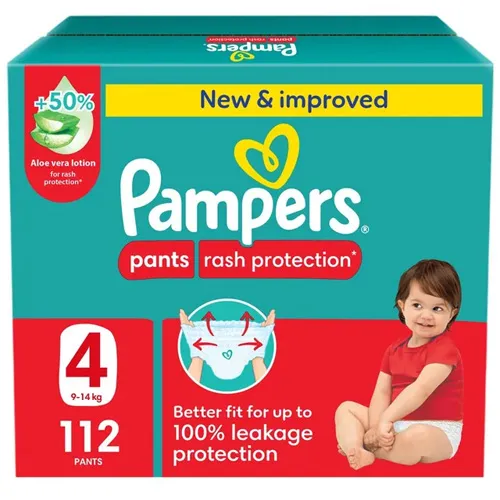 Pampers Rash Protection Diaper Pants With Aloe Vera Cream, Size 4, 112 pcs