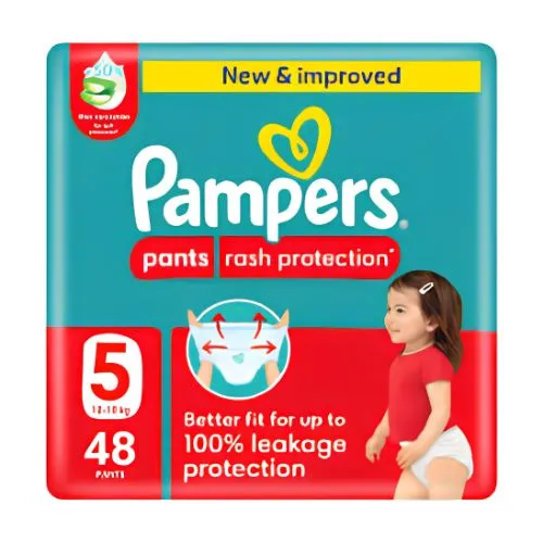 Pampers Rash Protection Diaper Pants With Aloe Vera Cream, Size 5, 48 pcs