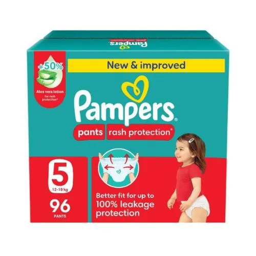 Pampers Rash Protection Diaper Pants With Aloe Vera Cream, Size 5, 96 pcs