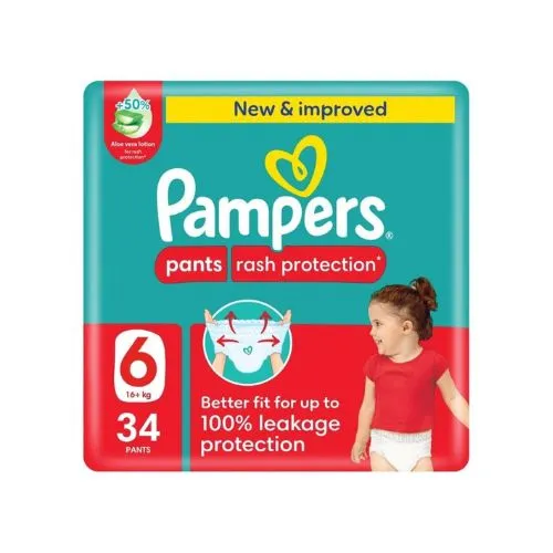 Pampers Rash Protection Diaper Pants With Aloe Vera Cream, Size 6, 34 pcs