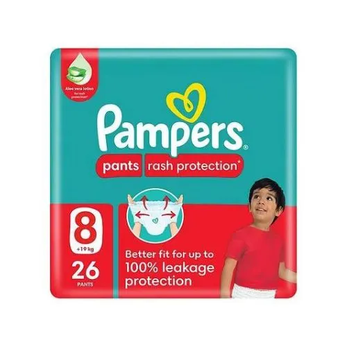 Pampers Rash Protection Diaper Pants With Aloe Vera Cream, Size 8, 26 pcs