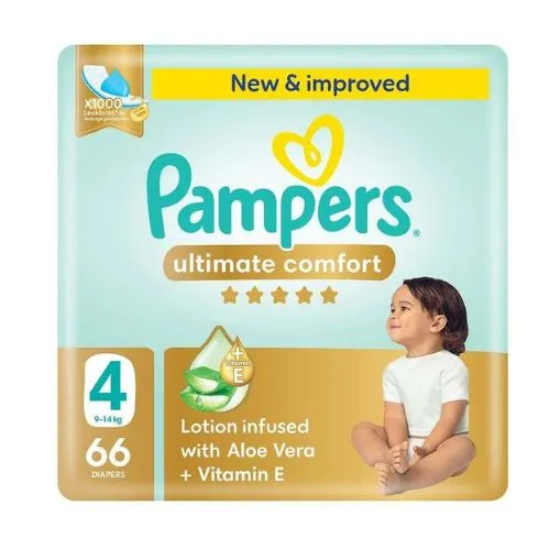 Pampers Ultimate Comfort Diapers with Aloe Vera Cream, Size 4, 66 pcs